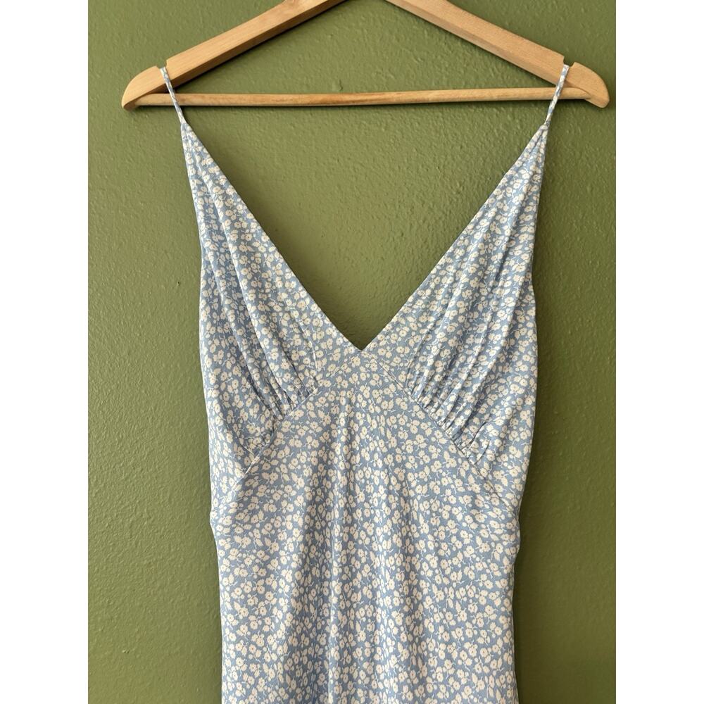 Doen Womens Sonia Floral Printed Cerulean Blue Hillside Long Maxi Gown Dress L - Picture 6 of 11